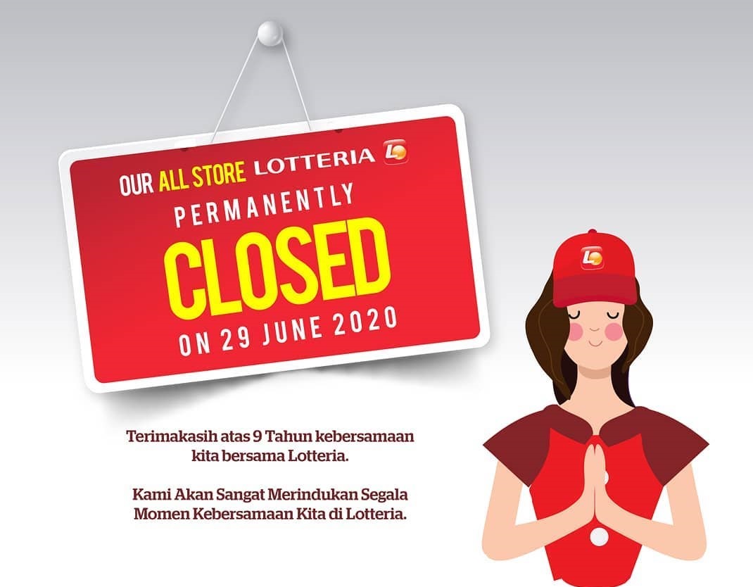 9 Tahun Berdiri, Lotteria Umumkan Tutup Permanen Seluruh Cabang di Indonesia