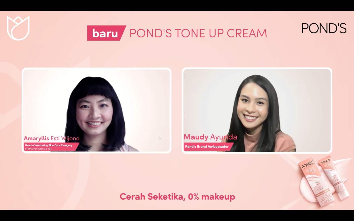 1601360634-Ibu-Amaryllis-Esti-Wijono,-Head-of-Marketing-Skin-Care-Unilever-Indonesia-dan-Maudy-Ayunda,-Brand-Ambassador-POND’S.png