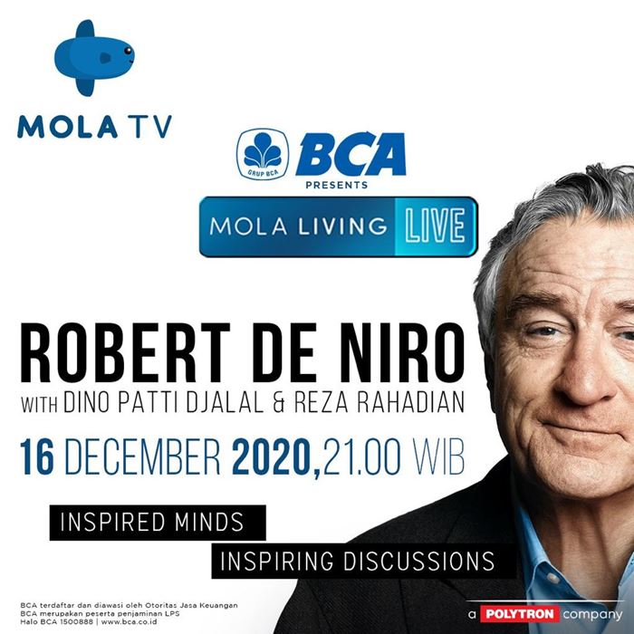 Robert de Niro Siap Bagikan Pengalaman Hidup di Mola TV, Penasaran?
