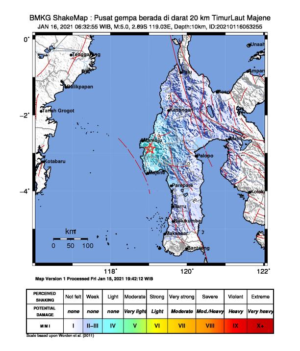 Gempa M 5,0 Kembali Guncang Kabupaten Majene Pagi Ini