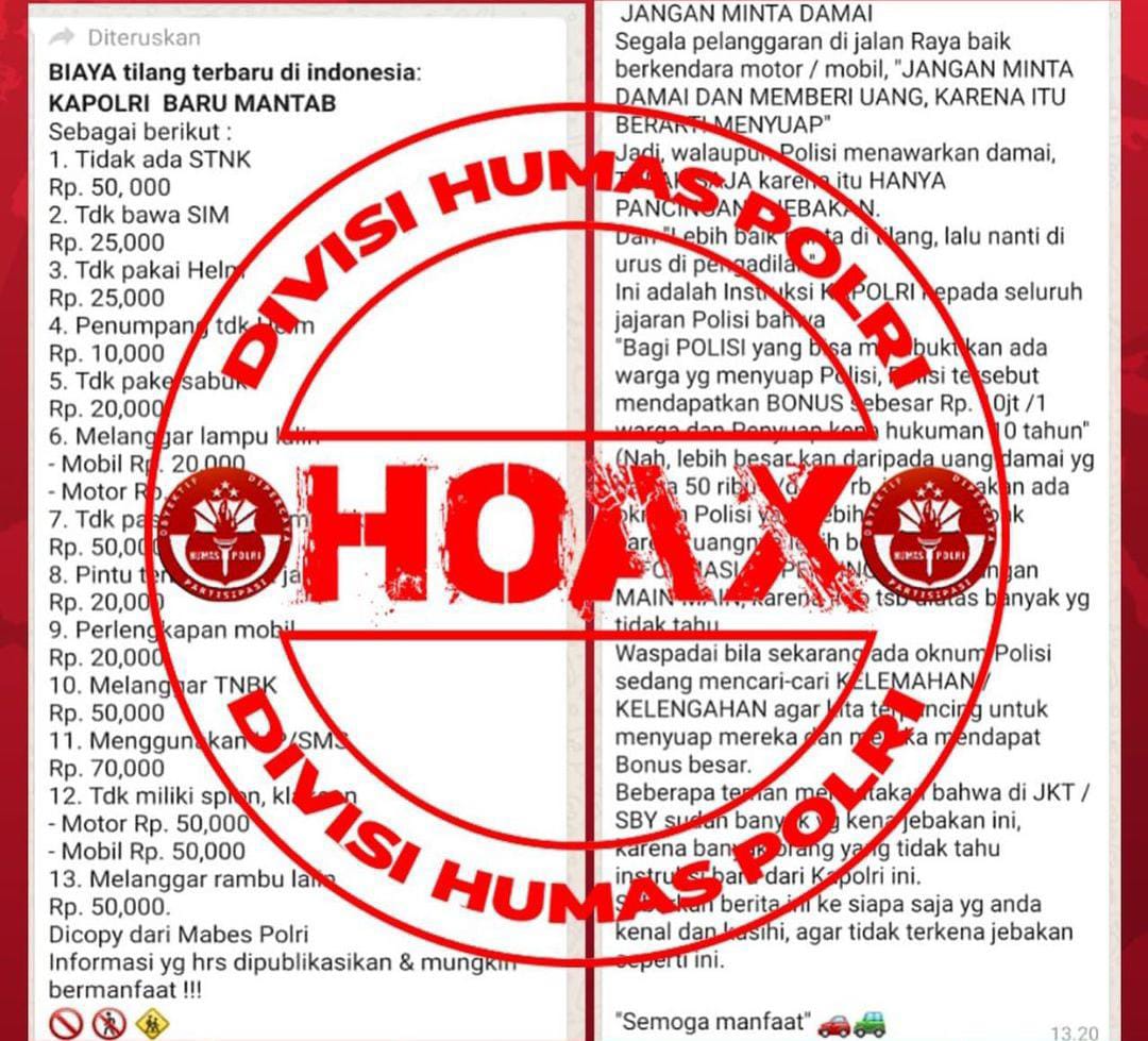 Beredar Biaya Tilang Kapolri Baru, Polri: Itu Hoax!