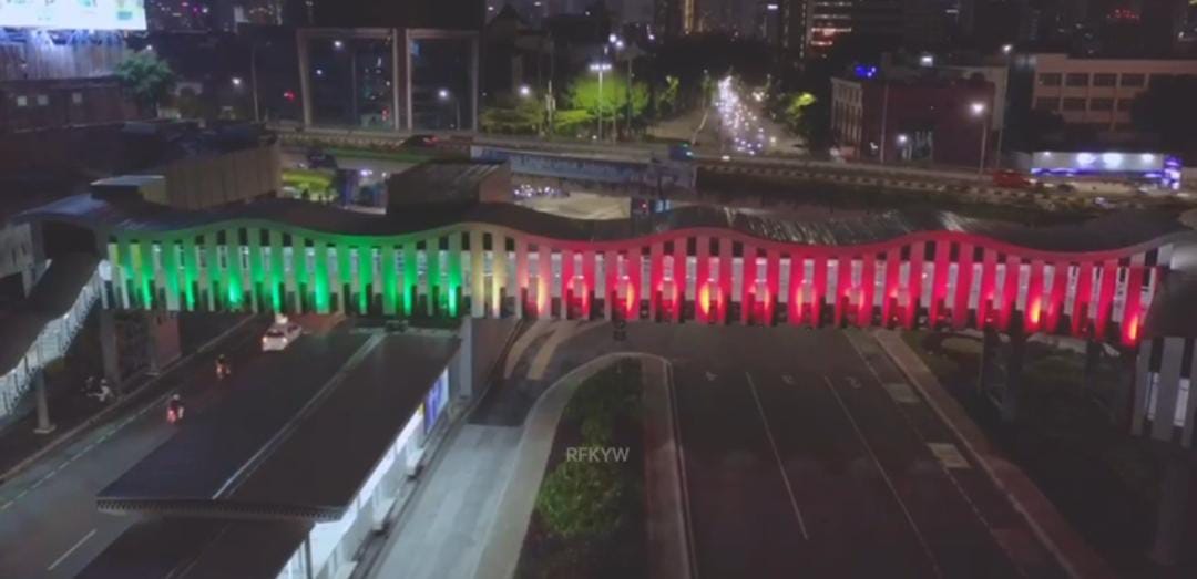 10 Titik di Jakarta Dipasangi Lampu Berwarna Bendera Palestina