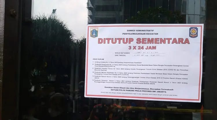Acara Musik DJ Langgar Prokes, Kafe di Sudirman Disegel dan Kena Denda