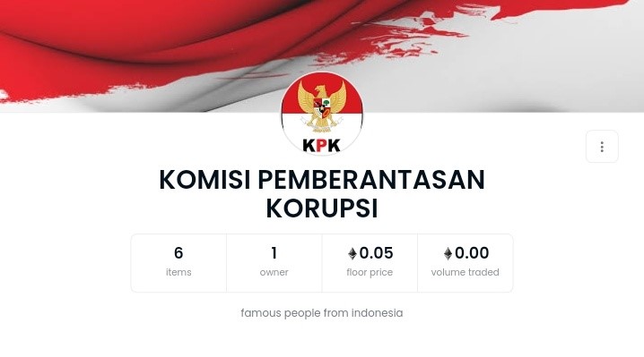 Wow! Akun OpenSea dengan Nama KPK Jual NFT Foto Koruptor
