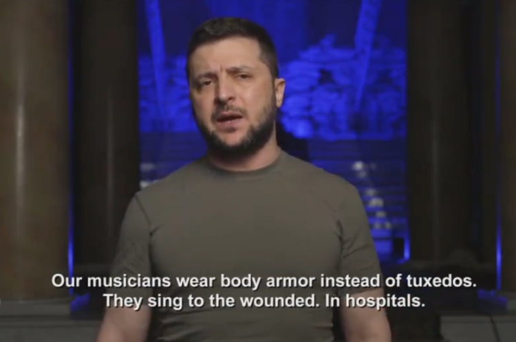 Muncul di Grammy Awards 2022, Zelenskiy: Musisi Ukraina Bernyanyi untuk Korban Perang