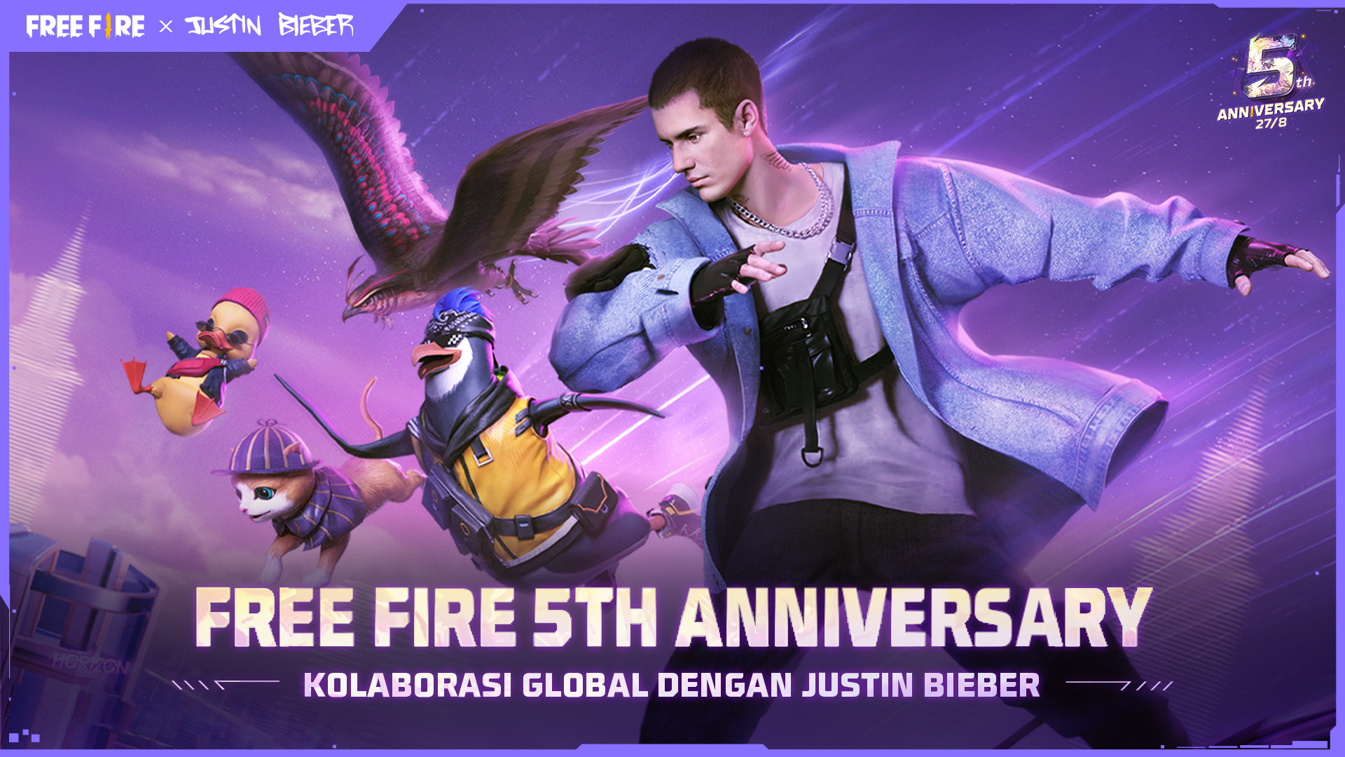 Ulang Tahun, Free Fire Hadirkan Konser Justin Bieber dalam Game