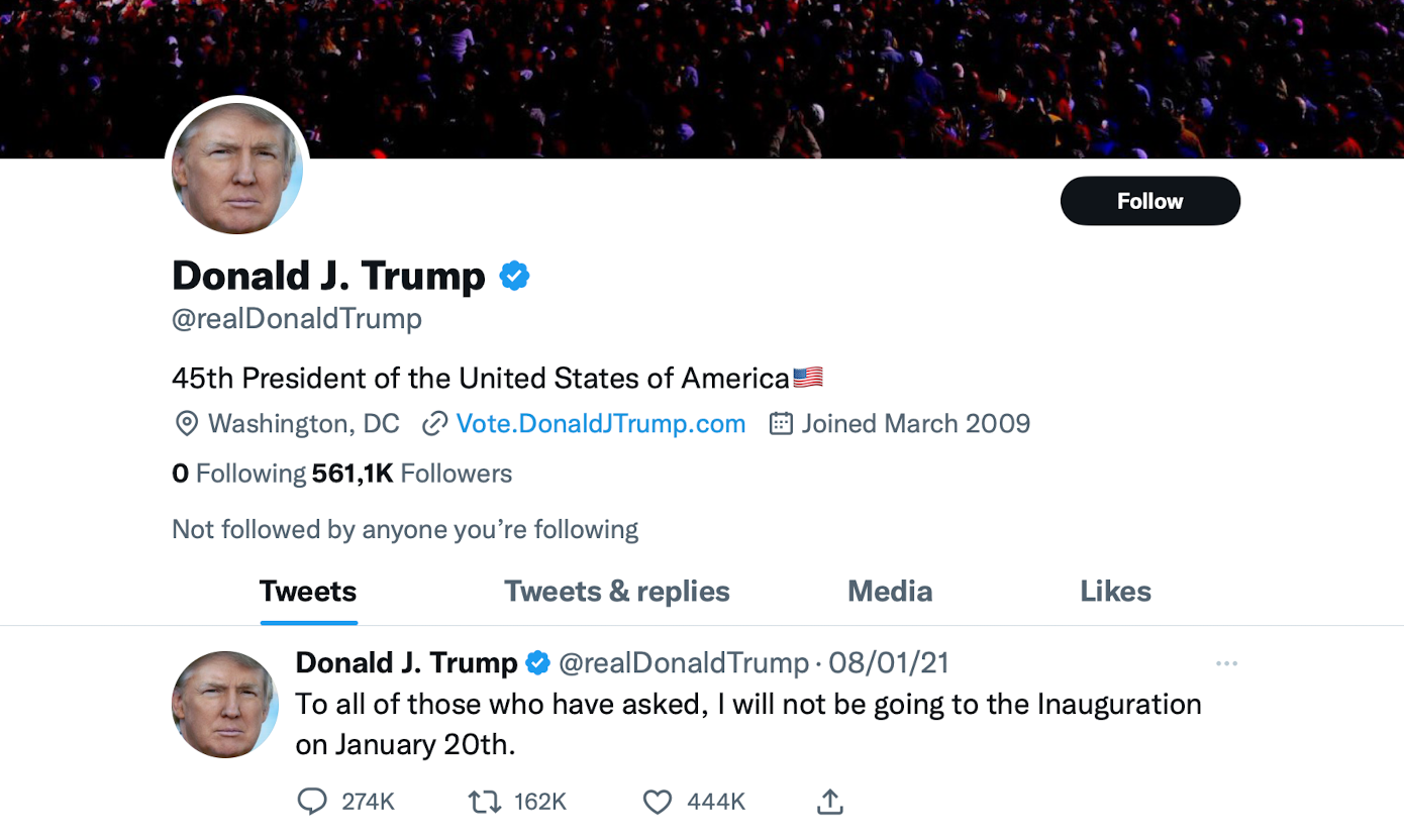 Akun Twitter Donald Trump is Back!