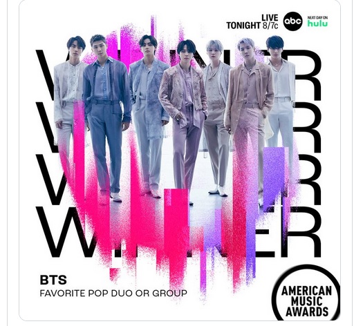 Cetak Sejarah, BTS Raih American Music Awards untuk Kelima Kali