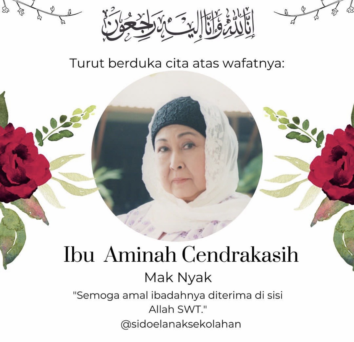 Profil Aminah Cendrakasih, Pemeran Mak Nyak yang Tutup Usia