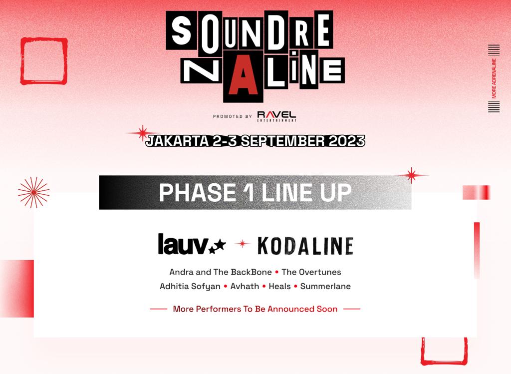 Line Up Fase 1 Soundrenaline 2023: Lauv, Kodaline, hingga Adhitia Sofyan